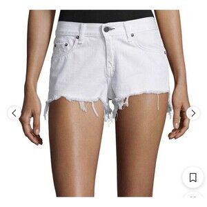 Rag & Bone Vintage White Denim Jean Cut-Off Frayed Shorty Shorts Size 27 NWT